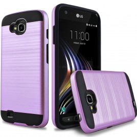 LG X Calibur, LG X Venture Case, 2-Piece Style Hybrid Shockproof Hard Case Cover Hybird Shockproof And Circlemalls Stylus Pen (Purple)